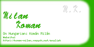 milan koman business card