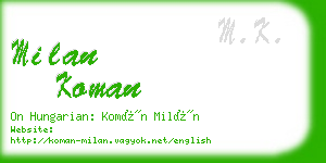 milan koman business card